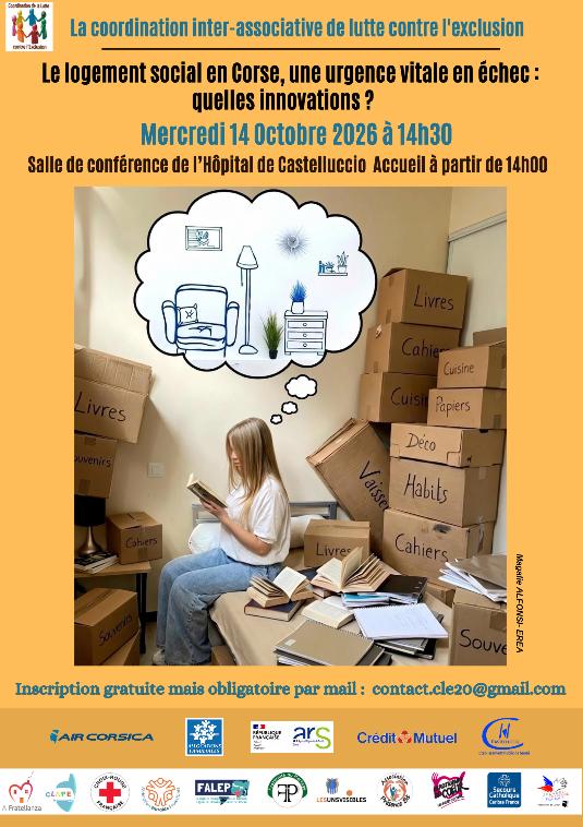 Affiche du colloque du 14 octobre 2026 : le logement social en Corse, une urgence vitale en échec : quelles innovations ?